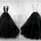 Beautiful Black Tulle With Lace Applique Long Formal Gown, Black Party Dresses     fg3571