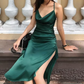 Rückenfreies Midi-Hochzeitsgastkleid mit Wasserfallausschnitt fg4796