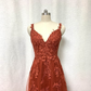 Ballkleid aus Tüll und Spitze in gebranntem Orange fg5060