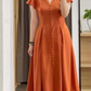 Sommer Kurzarm Beiläufige Lose Kleid Frau Solide Rüschen Vestidos Mode V-ausschnitt Kleider fg5782