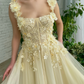 A-Linie Quadratischer Bodenlanger Ärmelloser offener Rücken Applikationen Spitze Ballkleid fg5000