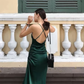 Rückenfreies Midi-Hochzeitsgastkleid mit Wasserfallausschnitt fg4796