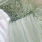 A-Line Off Shoulder Tulle Green Long Prom Dresses, Green Formal Dress with Beading       fg5475