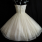 Vintage 1950's 50s White Ruched Chiffon Organza Party Prom Wedding Bridal Dress Gown     fg5822