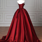 Simple Satin Burgundy Long Prom Dress, Burgundy Long Formal Dress      fg5064