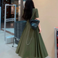Lange Kleider Damen Maxikleid Quadratischer Ausschnitt Elegantes grünes Ballkleid fg4685