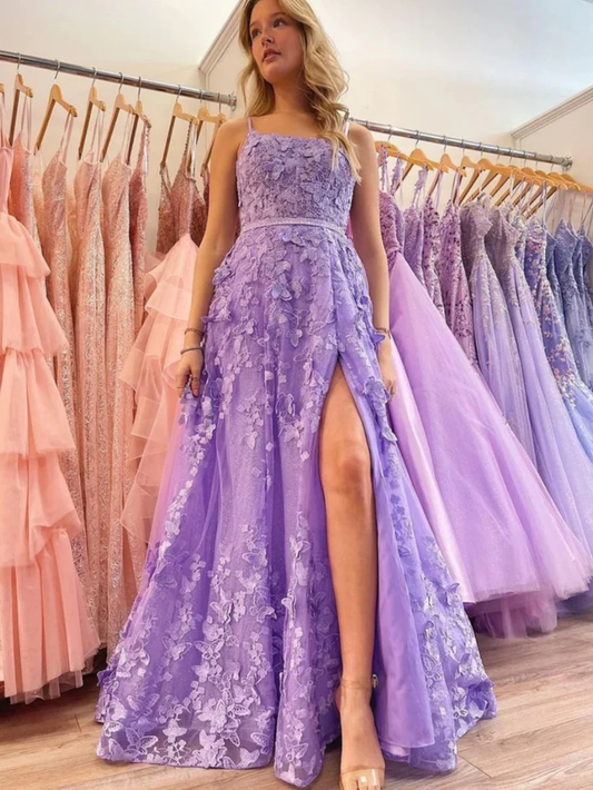 Robe de bal trapèze à lacets et bretelles spaghetti (fg3917)