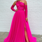 A-Linie One-Shoulder-Spitzen-Tüll-Ballkleid mit Schlitz fg4741