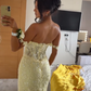 Gelbes Meerjungfrau-Spitzen-Abend-Ballkleid, langes Party-Abendkleid fg7181