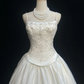 White Elegant Wedding Dress With Beads Flowers Satin Wedding Gowns  fg8593