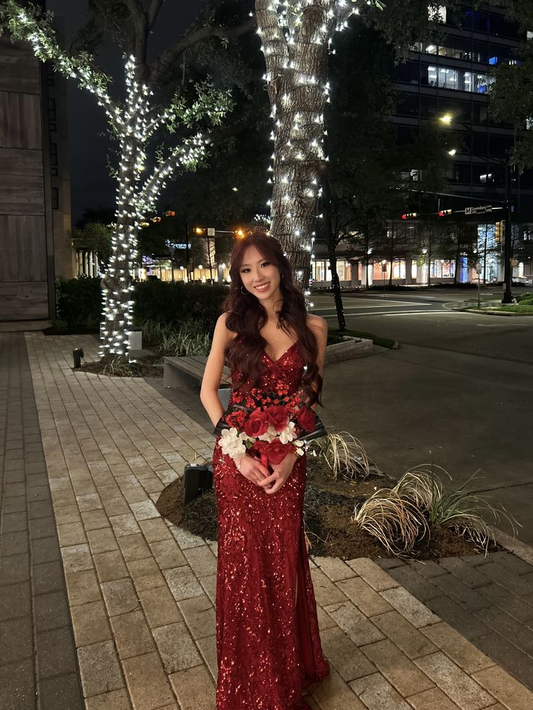 Burgundy Mermaid Sequin Prom Dress Evening Dress Graduation Dress fg8422