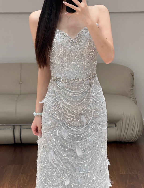 Off The Shoulder Beading Wedding Dress Sparkle Evening Dress Prom Party Dress  fg8631