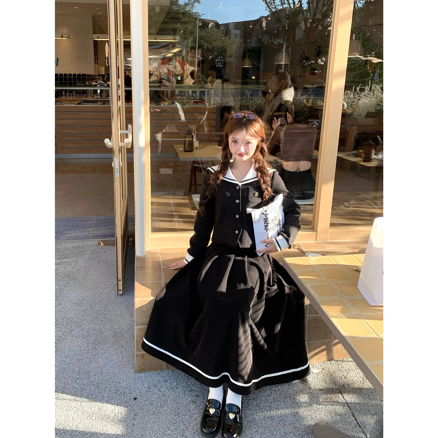 Pleated long skirt suit for autumn and winter  A83