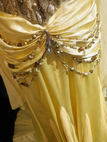 Classy Yellow Chiffon Prom Party Dress Beads Evening Gowns  fg8596