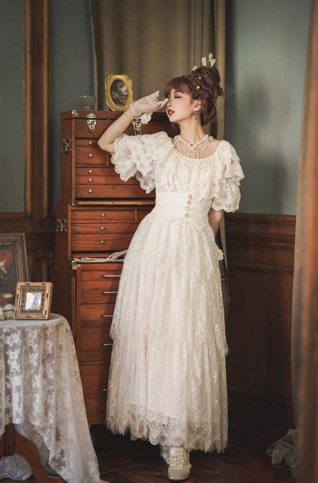 A Line Off Shoulder Wedding Dress Lace Princess Dress      fg7295