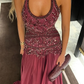 Neckholder-Ballkleid mit Perlenbesatz, langes Kleid zum 21. Geburtstag, Outfit fg8228