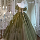 Off The Shoulder A Line Green Tulle Prom Party Dress Evening Dress Birthday Dress  fg8645