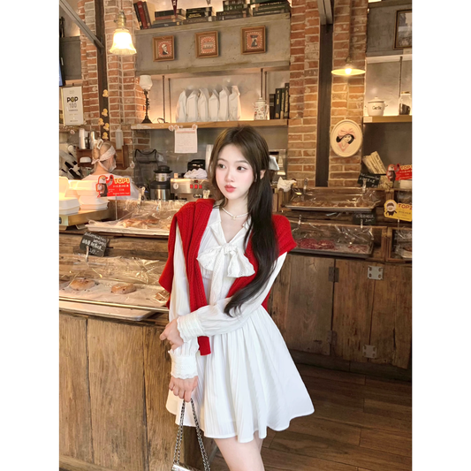 French style long-sleeved shirt dress A148
