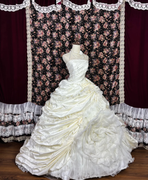 Ball Gown Ivory Wedding Dress Classy Sweet 16 Birthday Gown fg8603