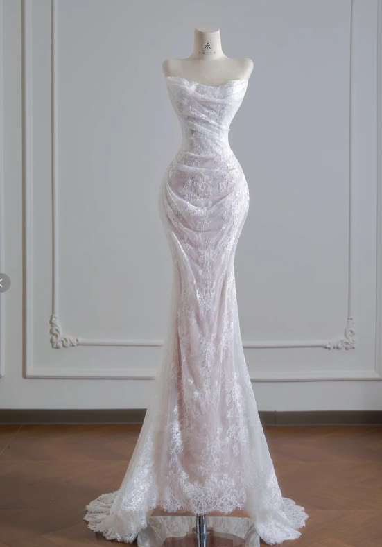 Mermaid Lace Wedding Dress White Wedding Gowns Birthday Outfit fg8706