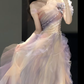 Gradient Pink Lilac Tulle Prom Party Dress Evening Dress Birthday Outfit fg8686