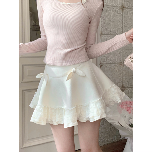 White skirt, super pretty winter A-line skirt  A60