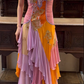 Retro Spaghetti Straps V Neck Chiffon Layered Appliques Long Party Dress Evening Dress fg8749
