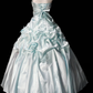 Strapless Ruched Bow Pearl Satin Ball Gown  fg8906