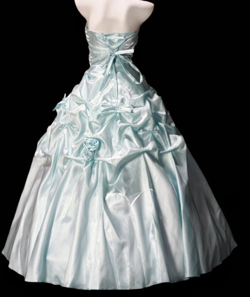 Strapless Ruched Bow Pearl Satin Ball Gown  fg8906