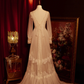 Ve Neck Ivory Lace Wedding Dress With Long Sleeves Elegant Wedding Gowns fg8598