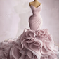 Ruffle rose mermaid wedding dress, bridal gown     fg2575