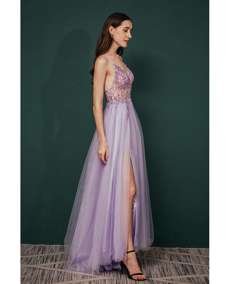A line Lilac Long Prom Dresses Party Evening Gowns     fg3086