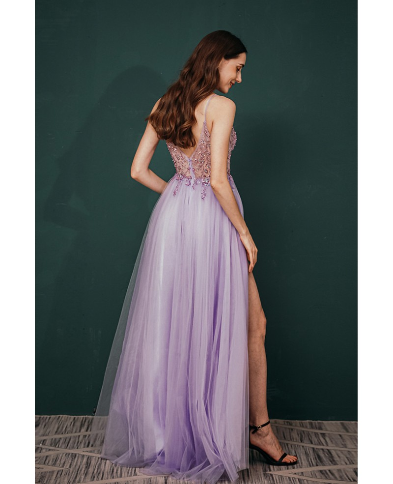 A line Lilac Long Prom Dresses Party Evening Gowns     fg3086