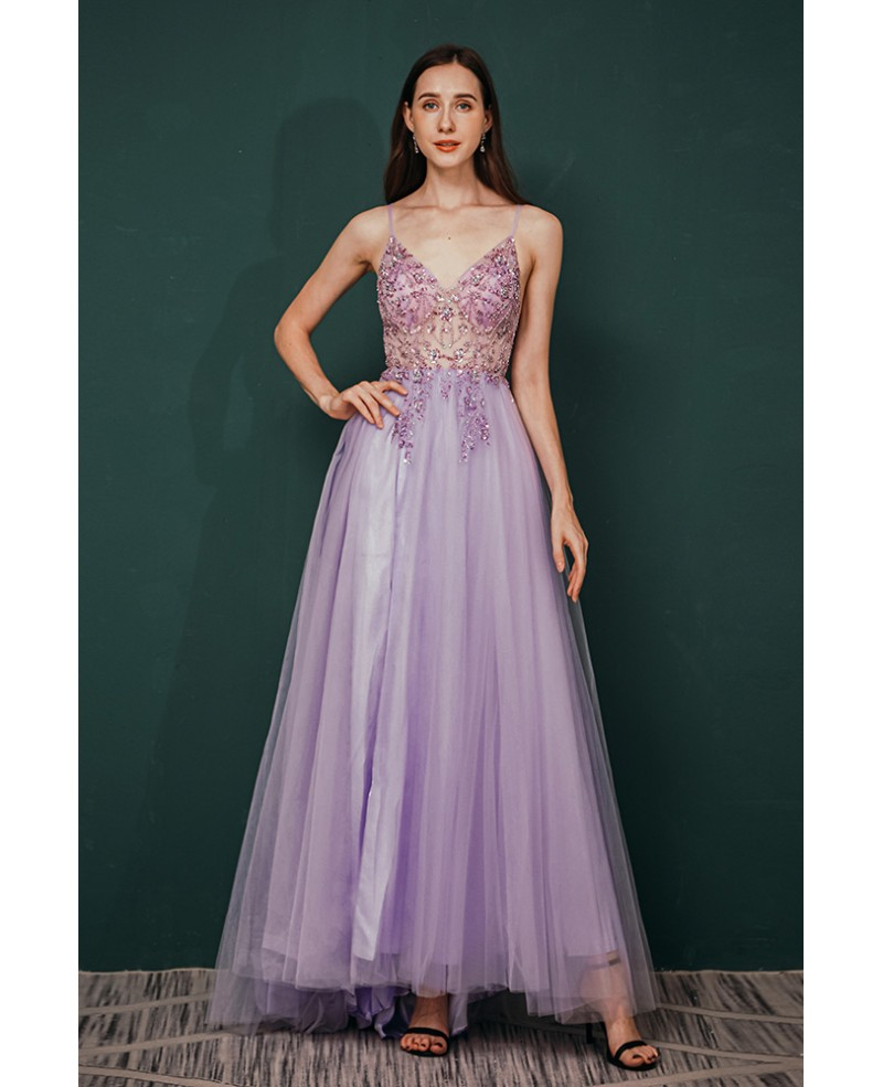 A line Lilac Long Prom Dresses Party Evening Gowns     fg3086