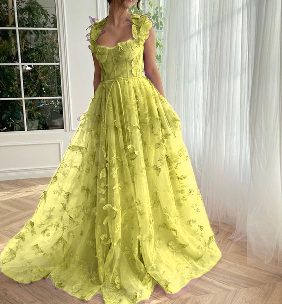 Butterfly Purple Prom Gown, Elegant Long Prom Dresses      fg3363