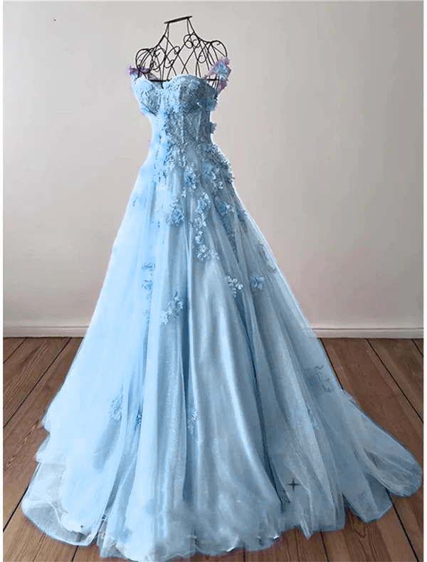 A-Line Prom Dresses Elegant Dress Formal Sweep / Brush Train Sleeveless Sweetheart Tulle with Pleats Sequin Appliques      fg4690