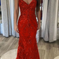 Robe de bal sirène longue sans manches à bretelles spaghetti fg4826