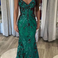 Robe de bal sirène longue sans manches à bretelles spaghetti fg4826