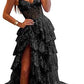 Off Shoulder Layered Navy Blue Lace Long Prom Dress with Split, Off the Shoulder Navy Blue Formal Dress     fg4837