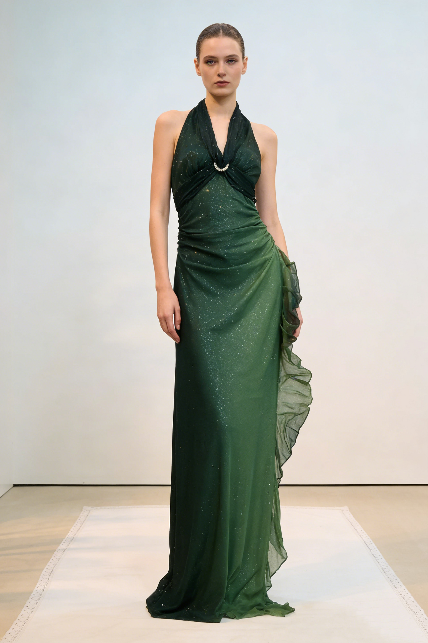Sexy Halter Ombre Green Chiffon Backless Long Prom Dress Evening Dress       fg4892