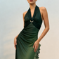 Sexy Halter Ombre Green Chiffon Backless Long Prom Dress Evening Dress       fg4892