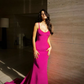 Sexy Mermaid Spaghetti Straps Red Prom Dress Wedding Guest Dresses   fg5028