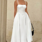 Robe de soirée blanche sans manches à bretelles simples, fg5334