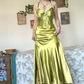 Neckholder A-Linie Satin Langes Ballkleid Vintage Formales Partykleid fg5843