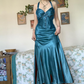 Neckholder A-Linie Satin Langes Ballkleid Vintage Formales Partykleid fg5843