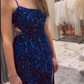 Robe de soirée longue sirène à paillettes et paillettes avec traîne (fg6711)