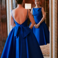 Schlichtes weißes rückenfreies Brautkleid Abendkleid fg7036