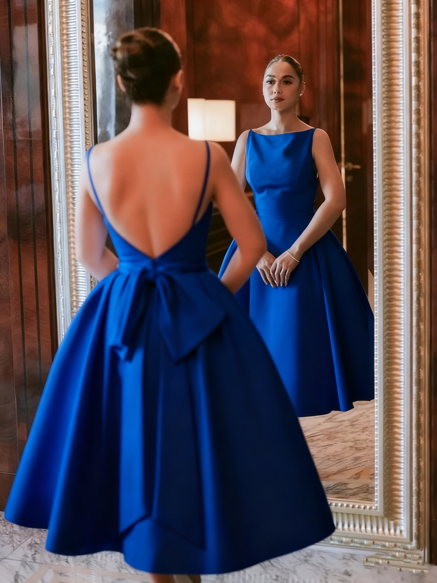 Schlichtes weißes rückenfreies Brautkleid Abendkleid fg7036