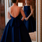Schlichtes weißes rückenfreies Brautkleid Abendkleid fg7036