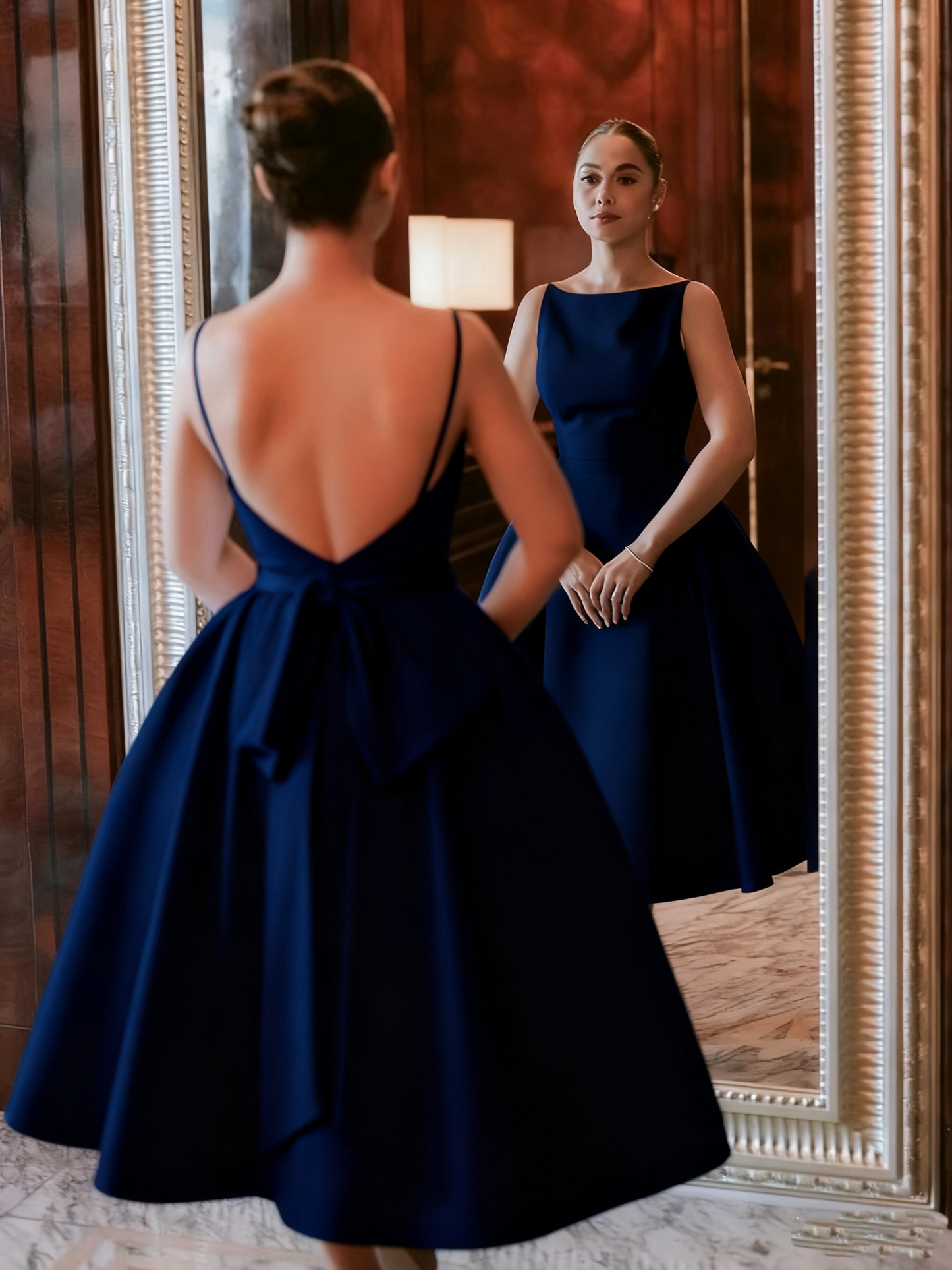 Schlichtes weißes rückenfreies Brautkleid Abendkleid fg7036